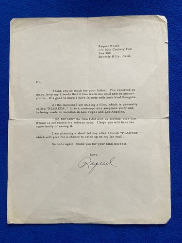 Raquel welch signed typed - raquel,