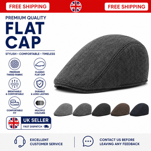 Mens tweed flat cap vintage - tweed,