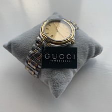 Gucci 9040M Swiss Mens Watch Champagne Dial Stainless Steel/Gold Bracelet 35mm