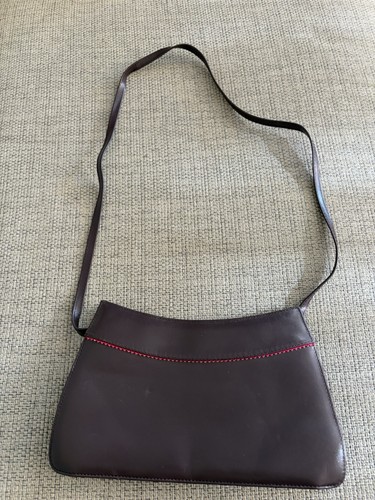 Dark purple leather clutch bag - leather,