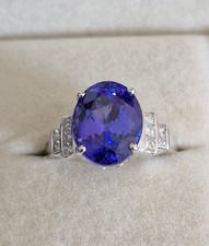 Iliana 6.40ct AAA Tanzanite & Diamond 18k White Gold Ring.