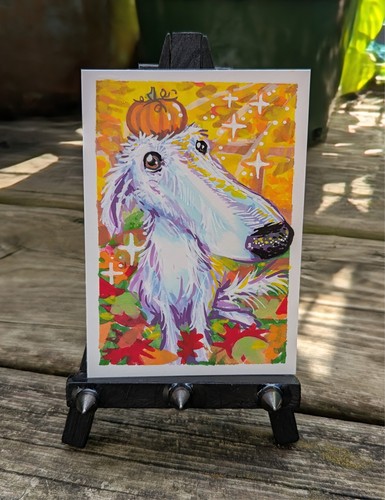 Aceo original painting - aceo, borzoi