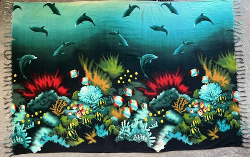 Sarong fabric wall art coral - sarong/fabric,