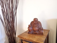 Vintage carved wooden laughing - carved,