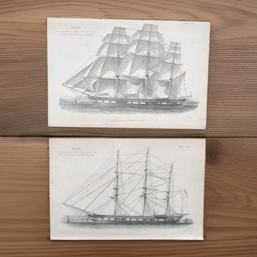 Pair antique 1876 ships sails - pair,