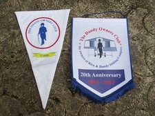 2 X Vintage Dandy Owners Club Pennants Flags. Riva & Dandy Folding Campers