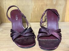 UK1 Burgundy shoes Satin slingback sandals