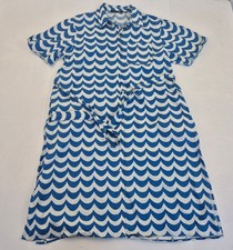 MARIMEKKO x UNIQLO Dress Medium 12 14 Blue Women's Shirt Geometric Short Sleeve