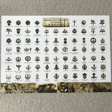 WW1 British Infantry Regiment Cap Badges Identification Guide A2 Poster - FOLDED