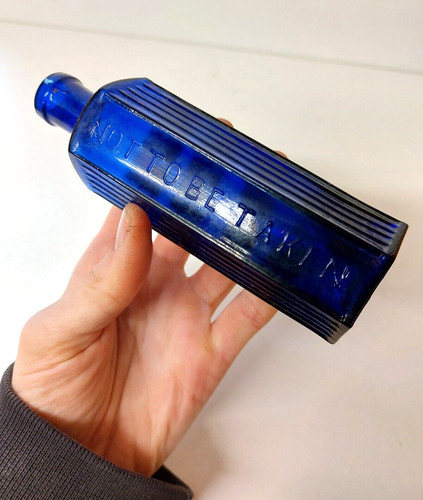 Antique cobalt blue hexagonal - antique,
