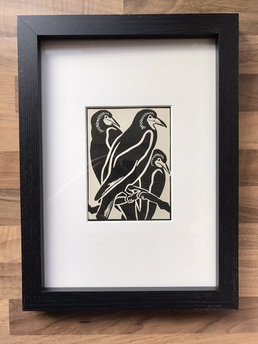 Rook framed woodcut - ‘rook’-,