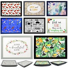 Large Wooden Soft Padded Cushioned Bean Bag Lap Tray Laptop TV Dinner Bed Tray