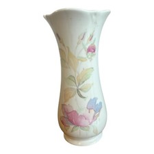 Royal Norfolk Colo rol Vase With Scallopped Top Floral Design 17cm Tall Preloved