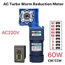 AC 220V 60W Two Stage Worm Gear Reducer Gearbox Motor Low Speed 0.1RPM to 5RPM