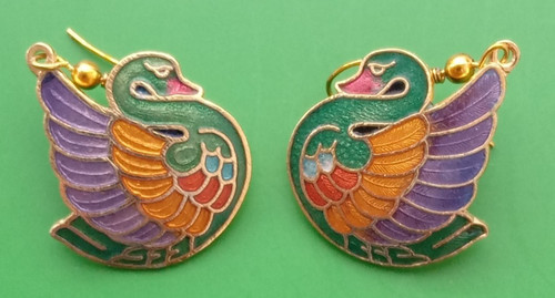 Vintage swans cloisonne - swans,