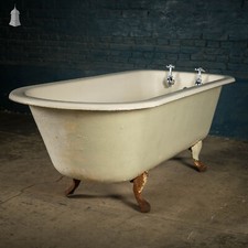 Roll Top Bath, Cast Iron on Legs with Taps