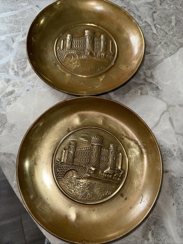 Embossed castle scene brass - scene,