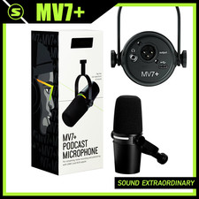 New Shure MV7+ Dynamic Podcast XLR Microphone with Voice Isolation, Black
