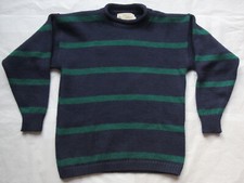 Vintage Nor’easterly Blue Jumper w/ Green Stripe Made in Scotland S / Fits M
