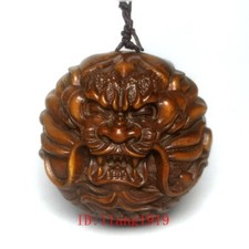 Old Chinese boxwood hand carved loong Dragon statue netsuke Gift Collection 45mm