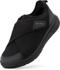 FitVille Men Extra Wide Fit Diabetic Shoes with Double Straps, Easy-Close UK 8