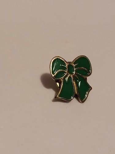Green enamel bow brooch - enamel,