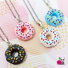 Kawaii Sprinkle Donut Resin Necklace - Choose Your Own - Pink Blue White Brown