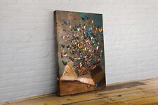 Abstract Butterflies Bursting Out Of A Book Canvas Wall Art Picture Poster Print