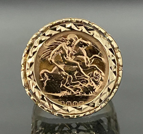22k gold half sovereign coin - half,