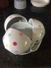 Cath Kidston Polka Dot Spotty Tea Cups And Saucers X 4