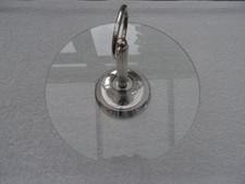 Single Tier Cake Stand. Chrome Silver Metal with Clear Glass Plate. Elegant. 12"