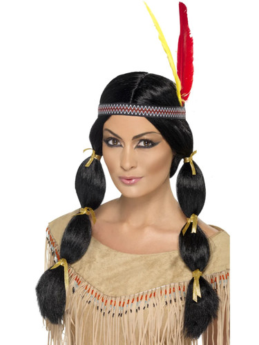 Pocahontas indian wig black - wig,