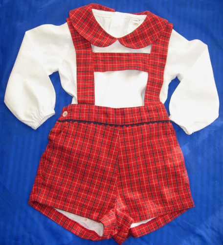 Romper set red - tartan, h