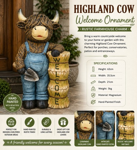 Highland cow welcome garden - welcome,