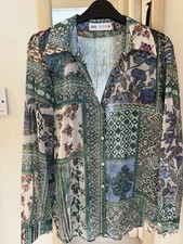 ZARA  Ladies Patchwork Print Blouse Top, Size M, BNWOT