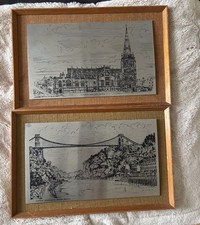 Clifton suspension and ST Mary’s Bristol -  Steel print Repro Griffin Etchings