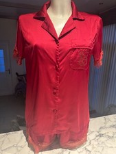 satin two piece satin  VS pajamas size s rhinestone logo on chest and hip