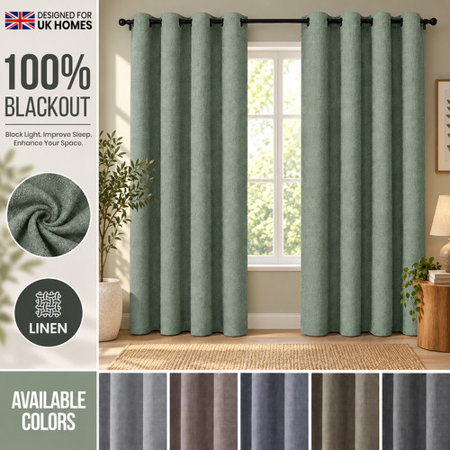 Linen curtains blackout eyelet - curtains,