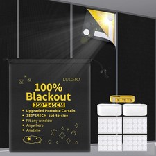 Blackout Blinds 350 x 145 CM, No Drill Bedroom, Nursery Travel, Drawstring Bag