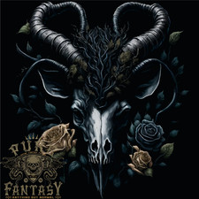 A Gothic Goat Skull With Flowers Goth Roses Mens T-Shirt 100% Cotton
