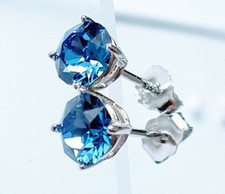 Blue Topaz Stud Earrings 925