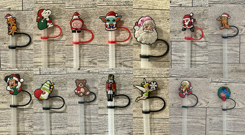 Christmas straw toppers - christmas,