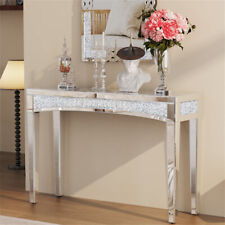 120x35cm Mirrored Console Table Diamond Crystal Hallway w/ Thicken Tapered Legs