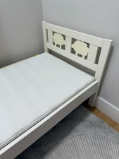 White Children's Cot From IKEA with Mattress.