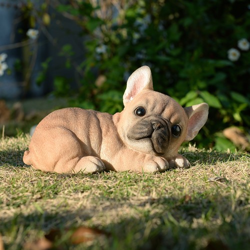 Lying bulldog garden statue - lying,