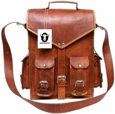 Men's Laptop Backpack Rucksack Messenger Vintage Genuine Leather Bag