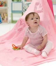 KNITTING PATTERN - LACY HEART MOTIF BABY BLANKET IN ARAN WOOL APPROX. 36" x 36"