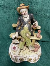 Vintage Large Capodimonte Figurine Tramp on bench