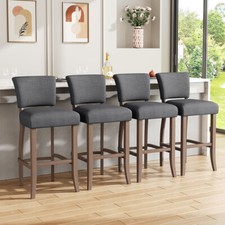 2x High Bar Stool Bar Kitchen Breakfast Bar Stools Pub Chair Seat Linen Padded