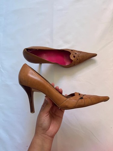 Faith tan leather pointed toe - leather,